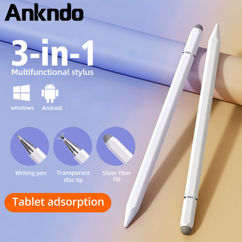 3 in 1 Stylus วาดแท็บเล็ตปากกาหน้าจอ Capacitive Caneta Touch ปากกาสําหรับโทรศัพท์มือถือ Android โทรศัพท์สมาร์ทดินสออุปกรณ์เสริม
