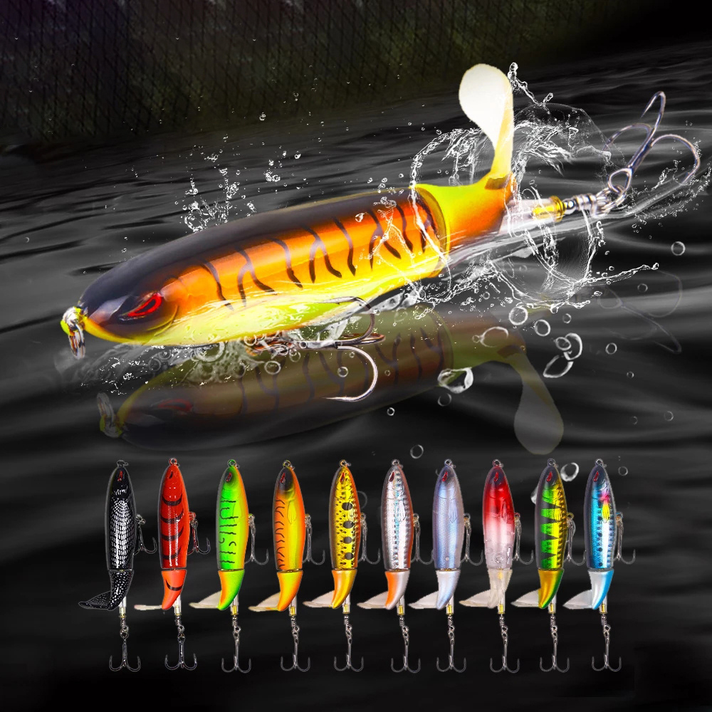 1 ชิ้น 10 ซม./14 ซม.น้ําด้านบน Popper ตกปลา Lure Whopper เหยื่อประดิษฐ์ Hard นุ่มหมุนหางตกปลาเหยื่อตกปลา