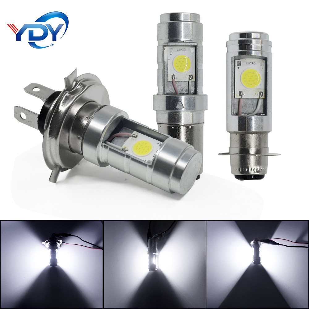 1 ชิ้น 12 โวลต์ P15D H6 BA20D H4 COB หลอดไฟแสงสีขาวไฟหน้ารถจักรยานยนต์รถยนต์ไฟฟ้าถนนขับรถสูงต่ําไฟตัดหมอก