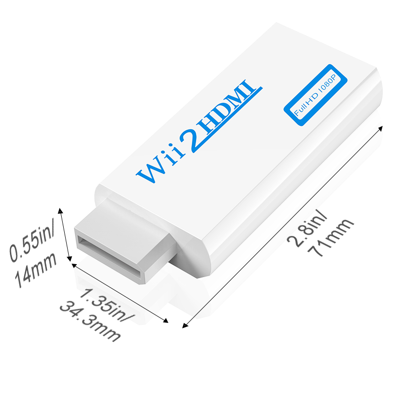 อะแดปเตอร์ Wii เป็น HDMI, ตัวแปลง Wii เป็น HDMI, อะแดปเตอร์ Wii HDMI พร้อมแจ็คเสียง 3.5 มม. และเอาต์พุต HDMI 1080p 720p เข้ากันได้กับโหมดจอแสดงผล Wii ทั้งหมด