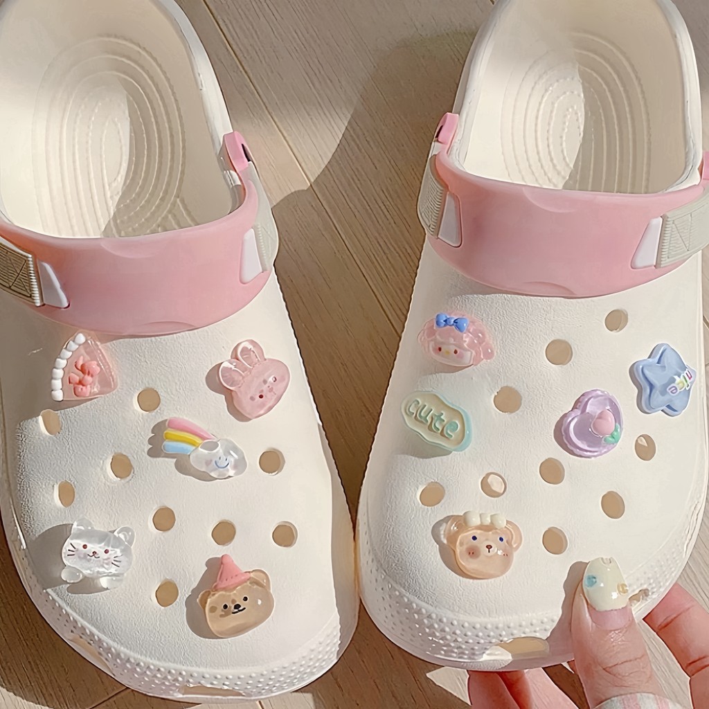 10 ชิ้นชุด Charms เค้กโปร่งใส Cube Rainbow Cloud แฟชั่นอุปกรณ์เสริมสําหรับรองเท้า