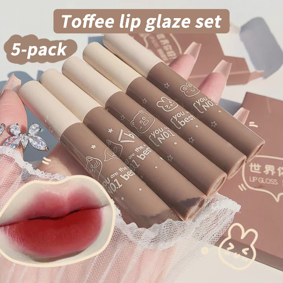5 ชิ้น/เซ็ต Lip Glaze Velour Matte Lip Gloss ลิปสติกกันน้ําติดทนนาน