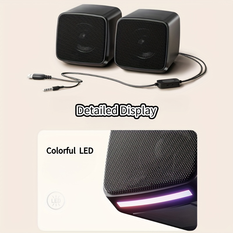 E-1078 คอมพิวเตอร์ USB ลําโพงแบบมีสาย USB ขับเคลื่อน 3.5 มม.AUX อินพุตลําโพงแบบพกพา,เหมาะสําหรับคอมพิวเตอร์,แล็ปท็อป,เดสก์ท็อป