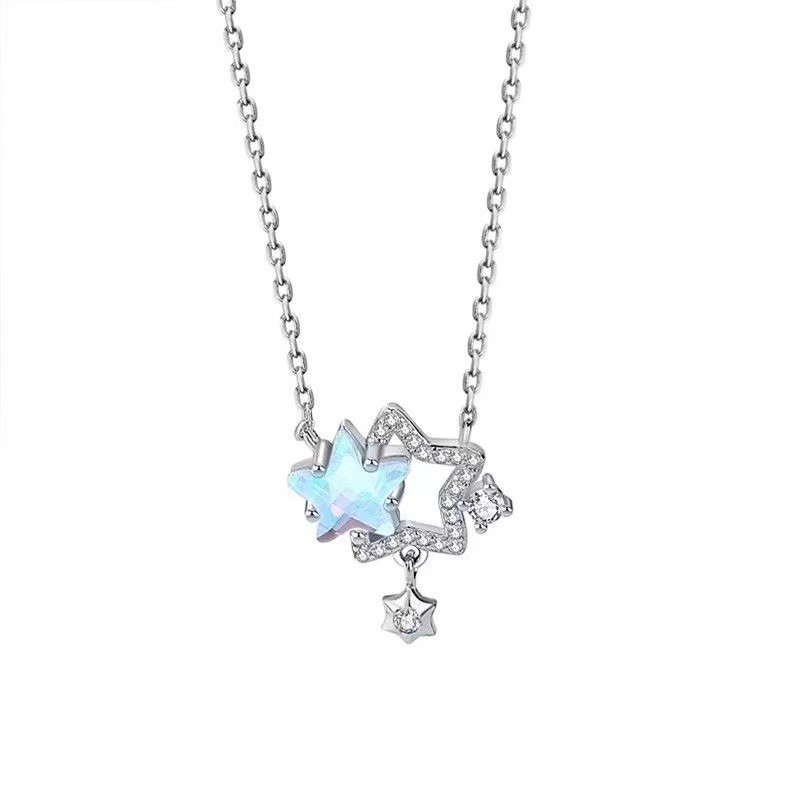 สร้อยคอหญิง Shining Gemini หญิง Clavicle Chain Phantom สี Star จี้สร้อยคอ 2023 ใหม่แฟชั่น All-Match หญิง Chain