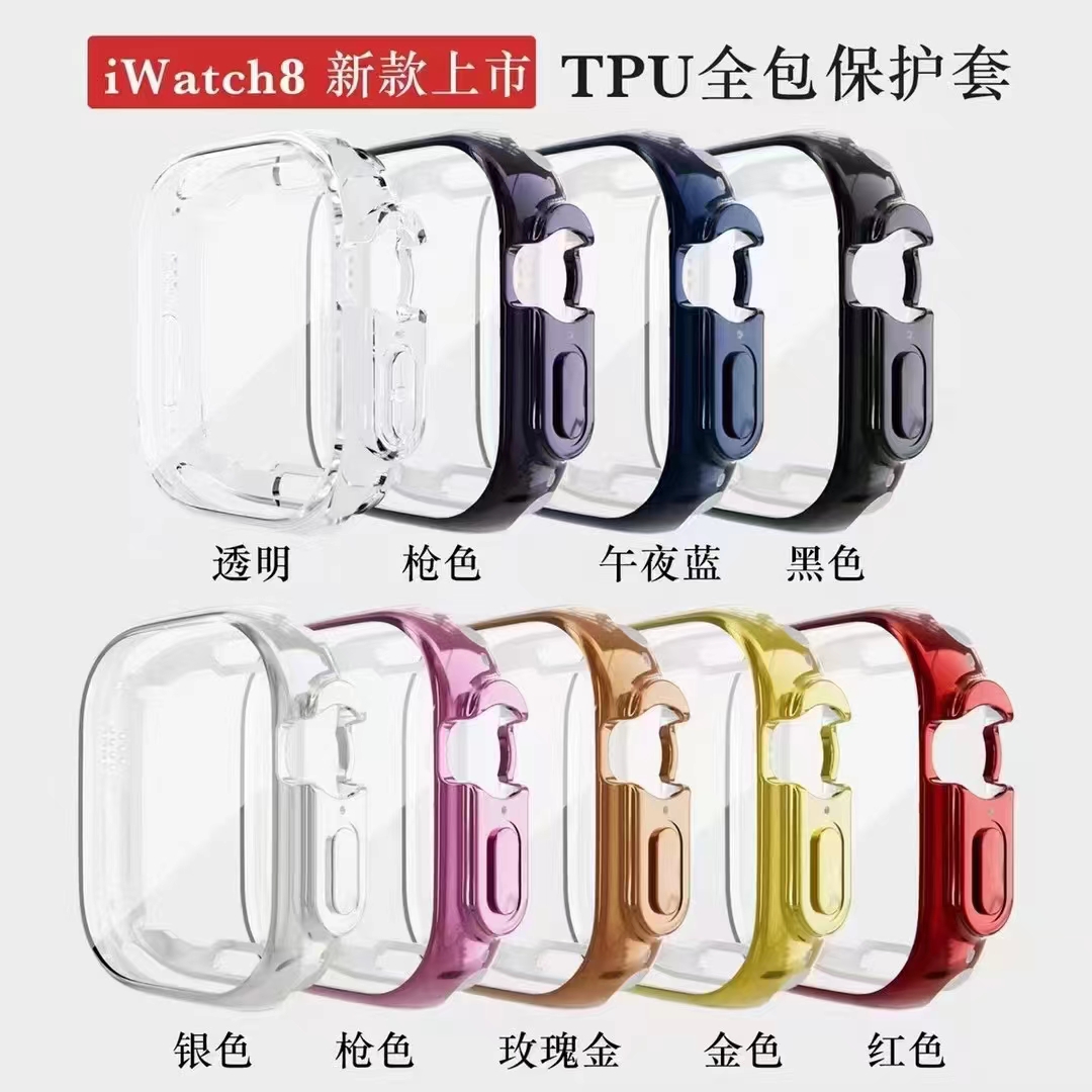 Ultra49mm สมาร์ทวอท์ชป้องกันกรณี 45 มม.ป้องกันรอยขีดข่วน 44 มม.กรณีบางเฉียบ TPU Soft Case 42 มม.โปร่งใส TPU เคสป้องกัน 41 มม.กรณีไฟฟ้า Soft Case 40 มม.นาฬิกาสีดําป้องกันกรณี