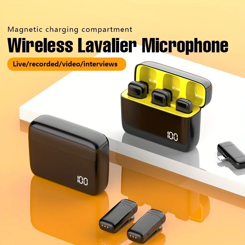 ไมโครโฟนไร้สายสําหรับโทรศัพท์ Lavalier ไมโครโฟน Mini Mic การบันทึกเสียงรบกวน Cancelling ไมโครโฟนสําหรับ Type-C โทรศัพท์ Android Live