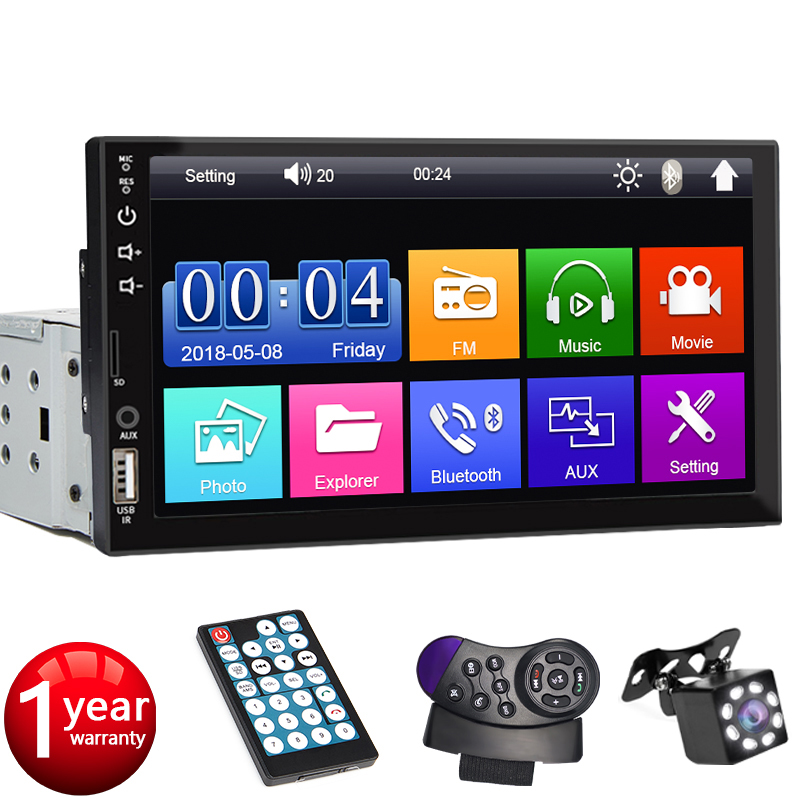 Central มัลติมีเดีย MP5 1 Din บลูทูธ USB AUX TF 7 นิ้ว พร้อมหน้าจอสัมผัส HD Mirrorlink