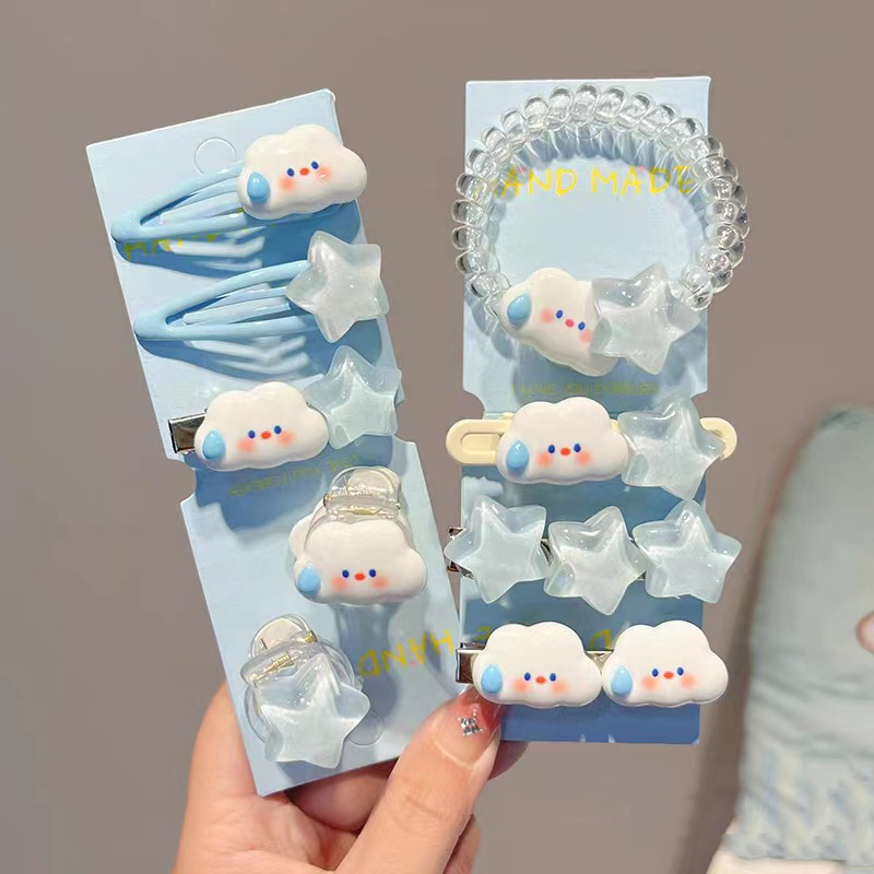 9ชิ้นน่ารักการ์ตูนเมฆคลิปผมที่สวยหรูดาว ใบเรียกเก็บเงินเป็ด คลิปอุปกรณ์ผมสําหรับสาวๆ