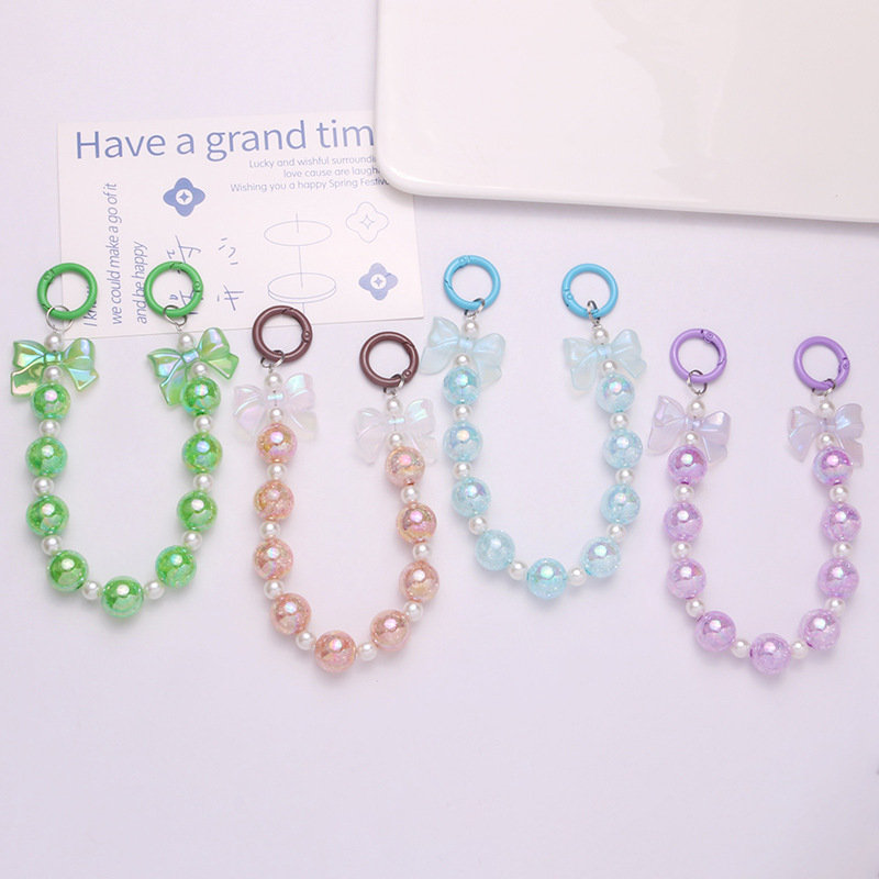 1pcsdiy อะคริลิคที่มีสีสัน Burst ลูกปัด Chain Key จี้ขนาดเล็กสด Gradient Bow อุปกรณ์เสริมคู่กระเป๋าตกแต่ง