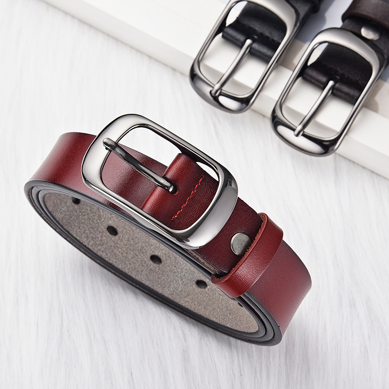 เข็มขัดผู้หญิงหนังวัวแท้พร้อมหัวเข็มขัดหมุดปรับได้-เข็มขัดตกแต่งอเนกประสงค์แฟชั่นสไตล์เกาหลีสําหรับชุดสูท - รูปที่ 2