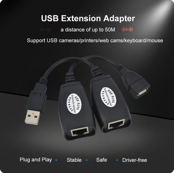 อะแดปเตอร์ขยายสายเคเบิล USB เป็น RJ45 LAN สองสาย จัมเปอร์ Cat5 RJ45 Cat6 สีดํา อุปกรณ์เสริมเครือข่าย เมาส์ และคีย์บอร์ด