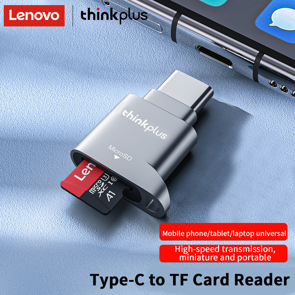 เลอโนโว D201 การ์ดรีดเดอร์แบบ Type-C การ์ดรีดเดอร์ Mini Type สำหรับ micro-SD และการ์ด SD รุ่น USB-C พร้อมอะแดปเตอร์ USB-C-USB