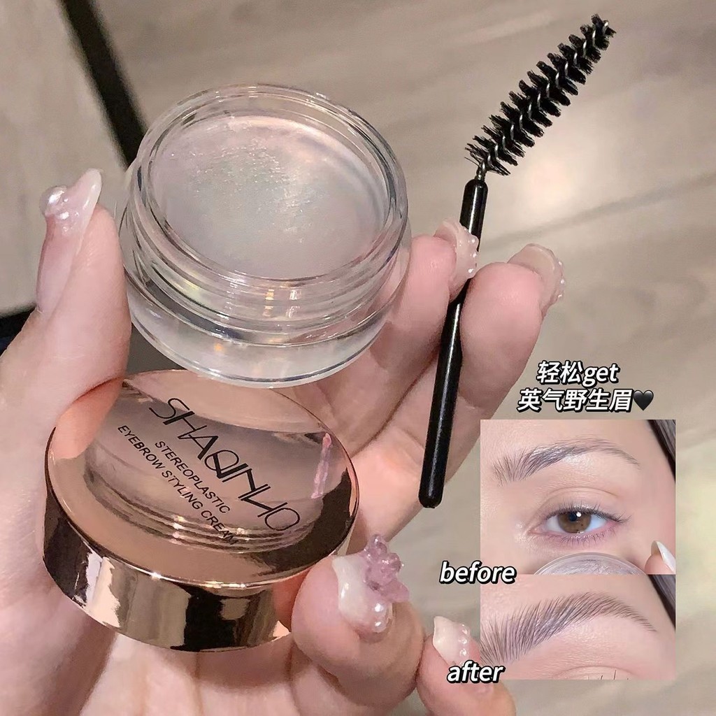 สามมิติ Shaping Eyebrow Shaping Cream เจลครีมโปร่งใสกันน้ํา Quick-Drying Natural Wild Eyebrow พร้อมแปรง