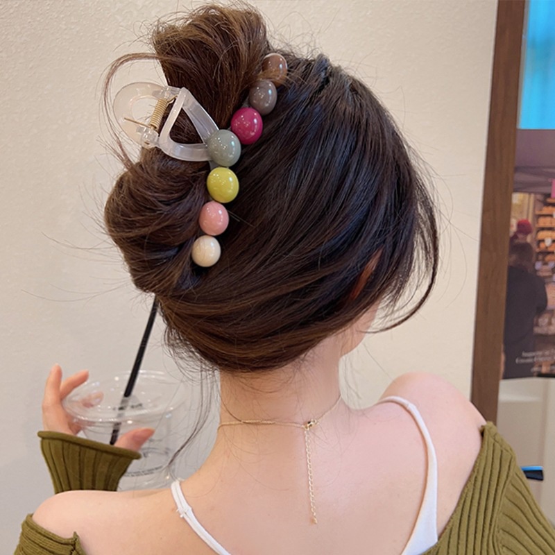 1ชิ้นสี่ฤดูกาลใหม่กรดอะซิติกสายรุ้งคลิปที่เรียบง่ายลูกอมขนาดกลางครึ่งคลิปด้านหลังศีรษะอารมณ์อุปกรณ์ผม