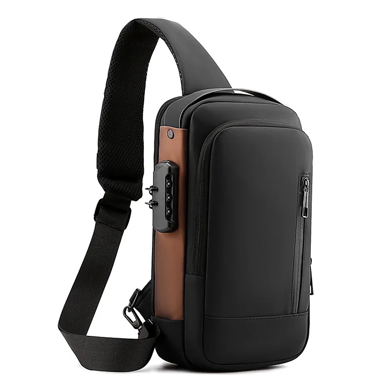กระเป๋าสะพายไหล่ผู้ชายกันน้ํา Usb Crossbody Oxford bag Anti-Theft Sling bag กระเป๋าคาดหน้าอกสําหรับผู้ชาย