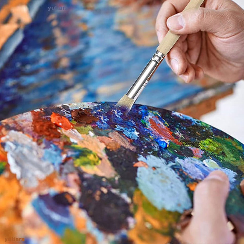 ชุดแปรงทำแบบ 12 ชิ้น มีขนแปรงธรรมชาติทนทานไม่หลุดร่วง, ด้ามไม้, หัวกลม สำหรับสีน้ำ สีอะคริลิก สีโครงร่าง และงานฝีมือ DIY - รูปที่ 2