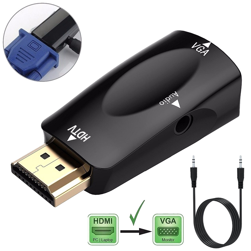 1080p อะแดปเตอร์ HDMI เป็น VGA Digital to Analog Video Audio Converter สําหรับ Xbox360 PC แล็ปท็อปทีวีกล่องโปรเจคเตอร์ Aitemi