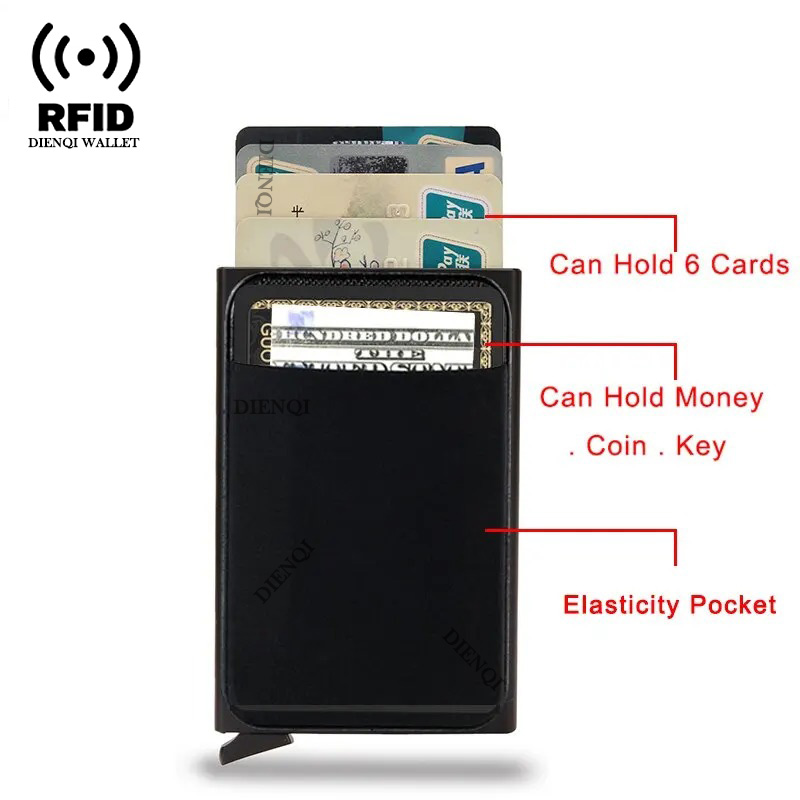 Anti Rfid Blocking ID ผู้ถือบัตรเครดิตกระเป๋าสตางค์โลหะบาง Slim ผู้ชายผู้หญิง Bank Cardholder Magic สมาร์ท Minimalist กระเป๋าสตางค์