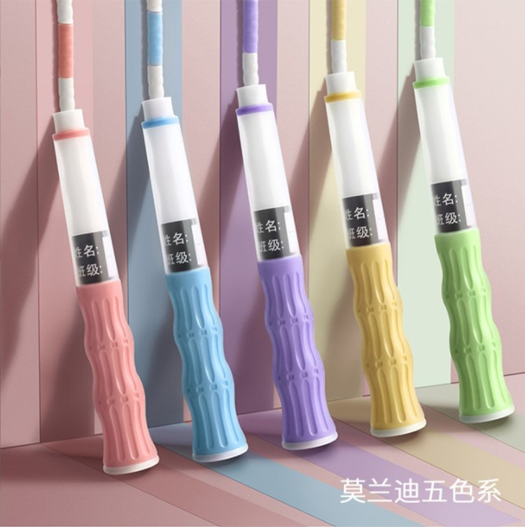 สีสุ่ม1ชิ้น เชือกกระโดดไม้ไผ่ใหม่สําหรับเด็กและนักเรียนชั้นประถมศึกษาฟิตเนสการพิเศษ