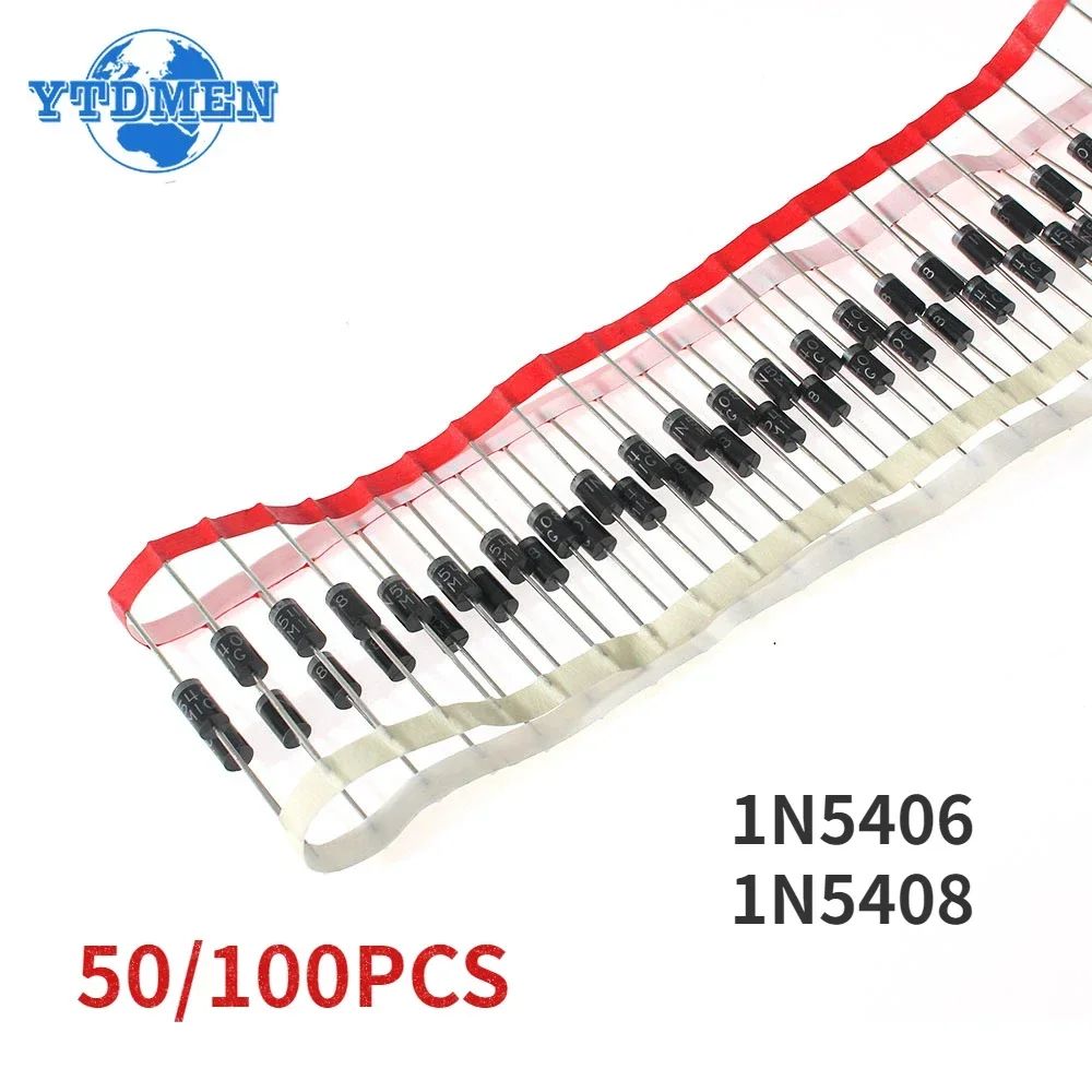 50-100 ชิ้นวงจรเรียงกระแสไดโอด Shoteki ไดโอด 1N5406 1N5408 DO-27 3A 600V 1,000V