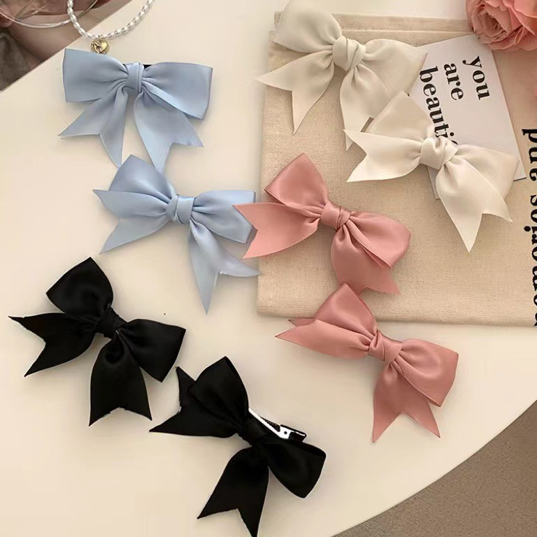 สีทึบผ้าโบว์กิ๊บหญิงหวานน่ารัก ใบเรียกเก็บเงินเป็ด คลิปครีมแฟชั่นอุปกรณ์ผม