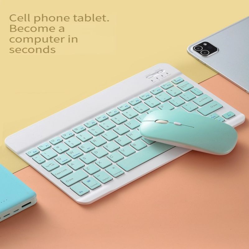 ชุดคีย์บอร์ดและเมาส์ไร้สาย Bluetooth สําหรับ Android / ios / iPad / Macaron / แท็บเล็ต