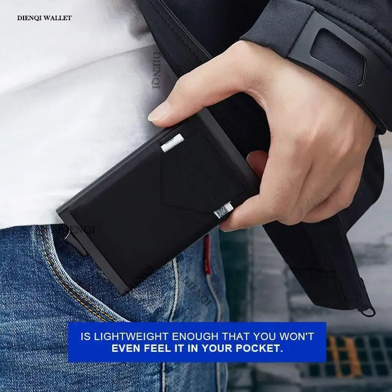 Anti Rfid Blocking ID ผู้ถือบัตรเครดิตกระเป๋าสตางค์โลหะบาง Slim ผู้ชายผู้หญิง Bank Cardholder Magic สมาร์ท Minimalist กระเป๋าสตางค์