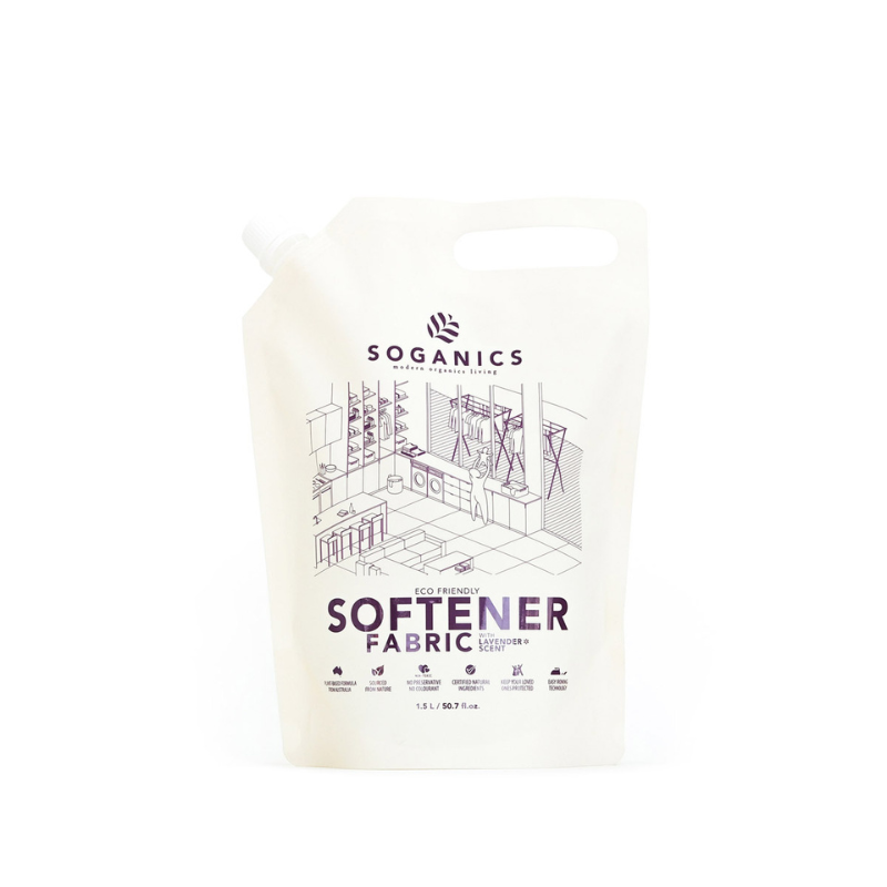 SOGANICS Fabric Softener Lavender Scent Refill 1.5L กลิ่นลาเวนเดอร์ รีฟิล (ถุงเติม) [Organics Buddy]