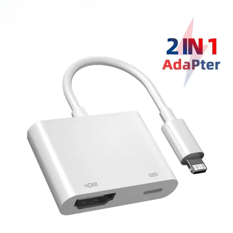 อะแดปเตอร์แปลงสัญญาณดิจิทัล L to HDMI สําหรับ iPhone 14/13 iPad แปลงสัญญาณหน้าจอ 1080P HDTV ไปยังทีว