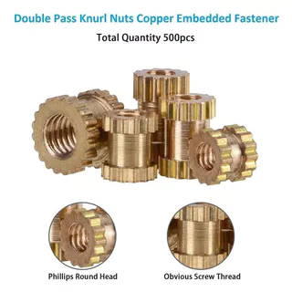 One ชุด 200 ชิ้นทองเหลืองเกลียวใส่ถั่วชุด, M2 M2.5 M3 Knurl ฝัง Fastener เมตริกหญิง Assortment สําหรับ 3D พิมพ์และพลาสติก