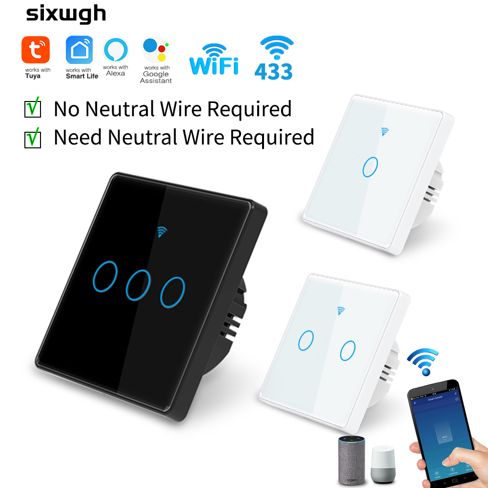 Tuya Wifi สมาร์ทสวิทช์ผนังสวิทช์สัมผัสสนับสนุน Smart Life APP ทํางานร่วมกับ Alexa google home Voice Control RF Control