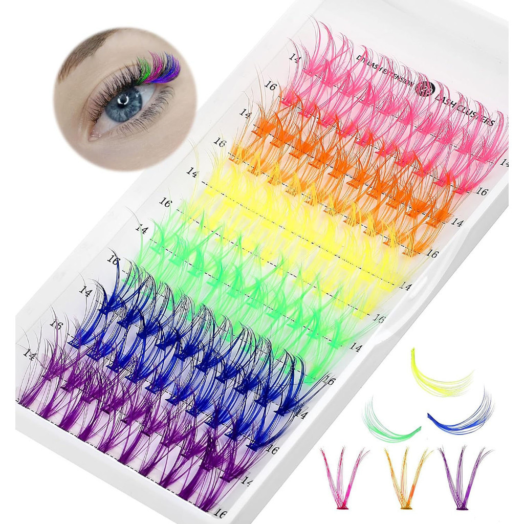 สี Cluster Lashes 120 ชิ้น, DIY Eyelash Extension D Curl สีสันขนตา Clusters Wispy ส่วนบุคคล Lashes Cluster นํากลับมาใช้ใหม่ได้