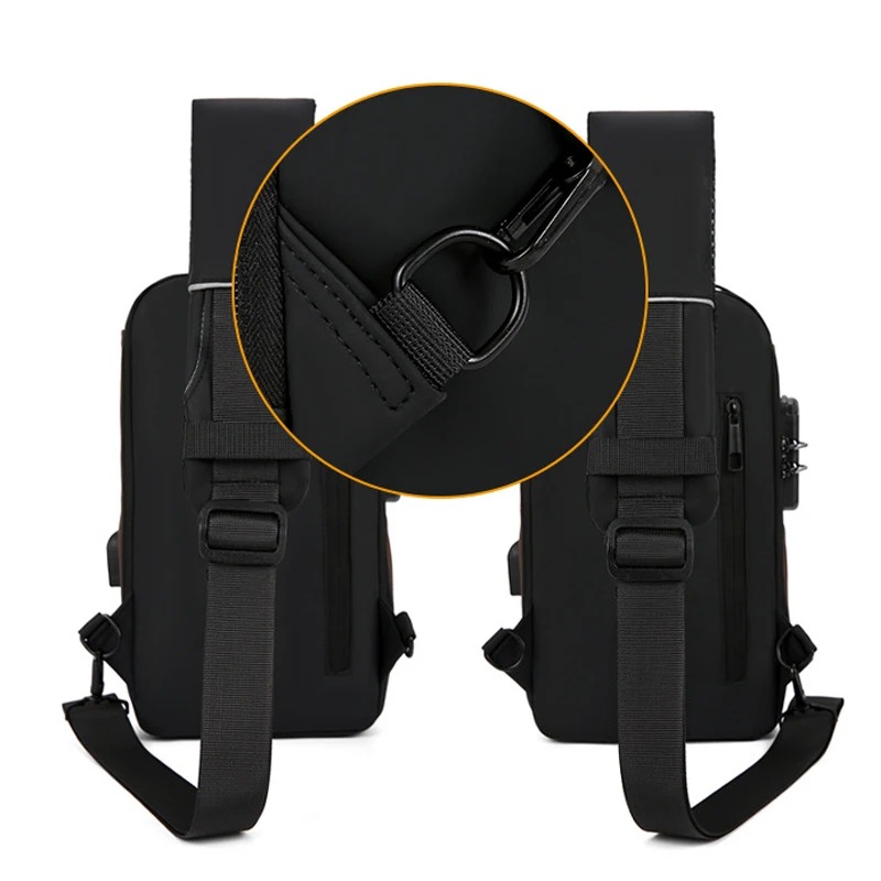 กระเป๋าสะพายไหล่ผู้ชายกันน้ํา Usb Crossbody Oxford bag Anti-Theft Sling bag กระเป๋าคาดหน้าอกสําหรับผู้ชาย