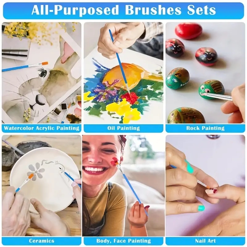 ชุดแปรงทาสี 100 ชิ้น แปรงกลมและแปดเหลี่ยมขนาดเล็ก สำหรับงานฝีมือเด็ก เหมาะสำหรับห้องเรียน - รูปที่ 6