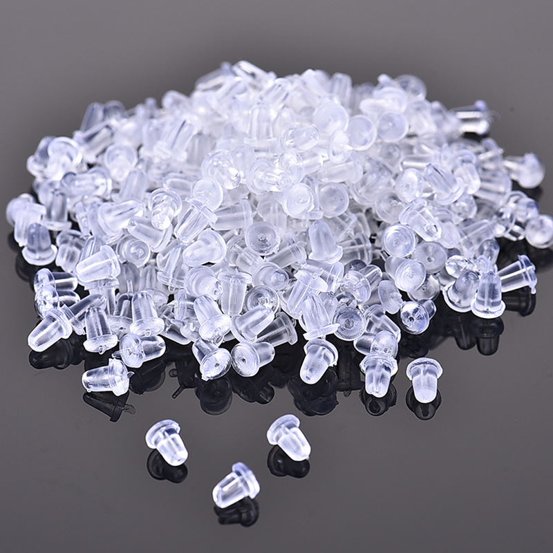 100 กระสุน Hypoallergenic หูปลั๊กหู Ear Studs กลับปลั๊กซิลิโคนโปร่งใสพลาสติกปลั๊กอุดหู Anti-drop หู Caps