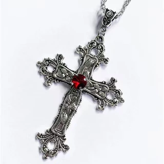 6 Gothic Dark Punk สไตล์สร้อยคอจี้ข้าม - การออกแบบระดับไฮเอนด์ที่ทันสมัยพร้อมรายละเอียด Intricate