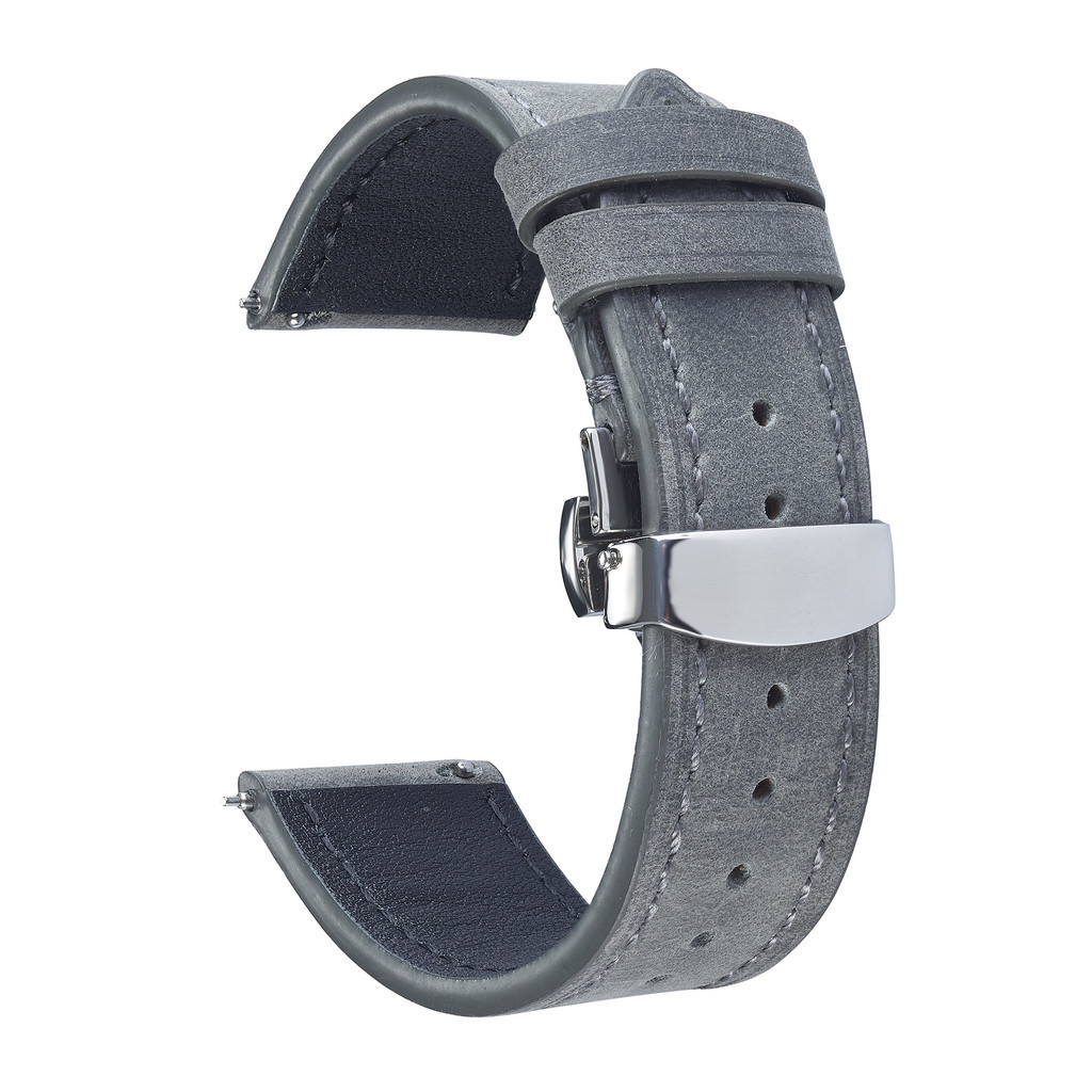 ใหม่ Crazy Horse Cowhide สายหนัง Universal Soft Quick Release Retro Strap Frosted Cowhide