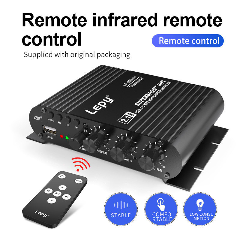 [Shopee Choice] รุ่นอัพเกรด Mini Car Amplifier Audio HiFi Sound Cars Home Amplifiers USB Biuetooth MP3 เครื่องเล่นเพลงพร้อมรีโมทคอนโทรล