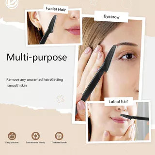ชุดเครื่องโกนหนวดคิ้วสีดํา 30/60 ชิ้นที่กันจอนความปลอดภัยพร้อมหมวกความแม่นยําสําหรับกําจัดขนใบหน้าและร่างกาย
