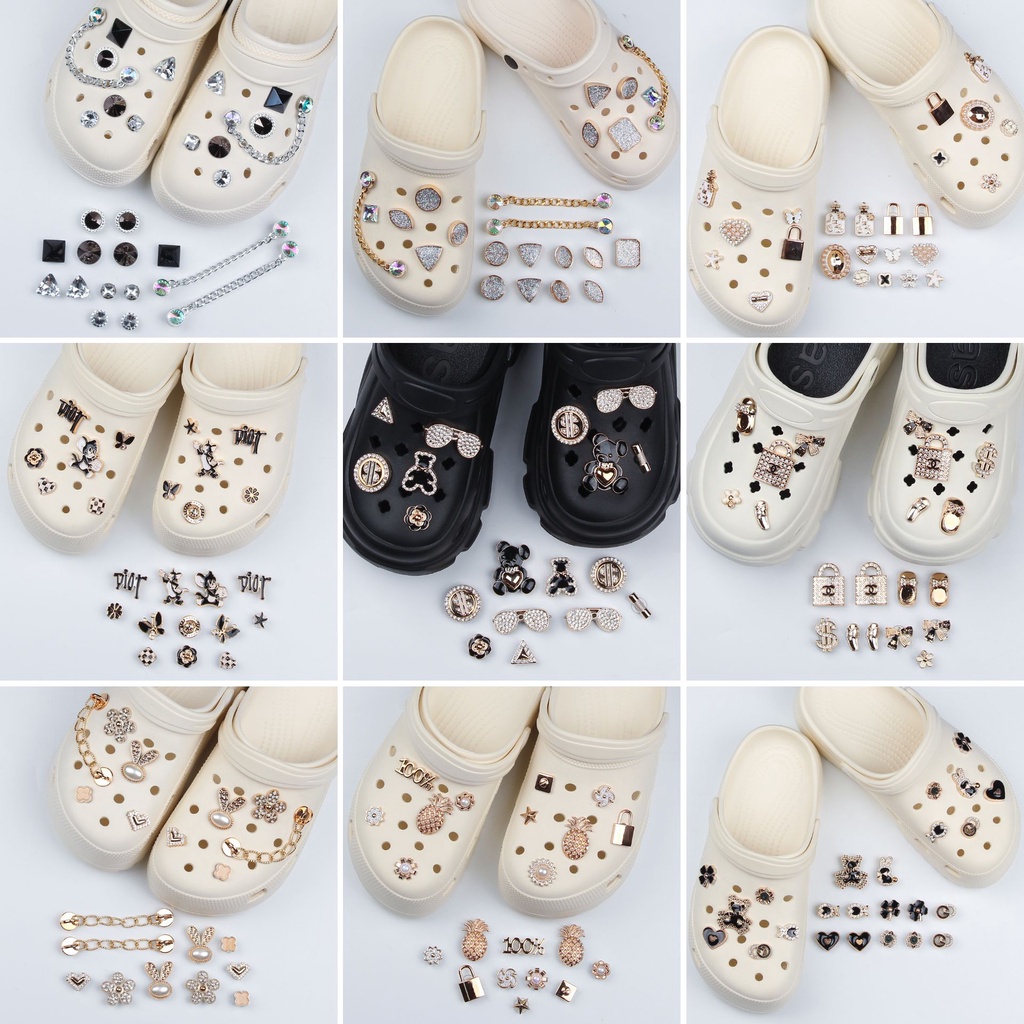 ผู้หญิงตกแต่งรองเท้า Ins Golden/Silvery/Croc Jibitz หมีน่ารัก/Tom Jack/Punk กระต่าย/ผีเสื้อ DIY รองเท้าอุปกรณ์เสริม Fit รองเท้าแตะผู้หญิงผู้ชายเด็กตกแต่ง Clogs Pins