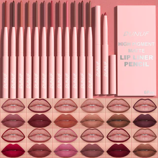DUNUF 6cs Matte Lip Liner Set - ติดทนนาน กันรอยเปื้อน ดินสอสีกันน้ําสําหรับทุกสภาพผิว - คอลเลกชันสีแดงอเนกประสงค์สําหรับสวมใส่ทุกวันและแต่งหน้าปาร์ตี้