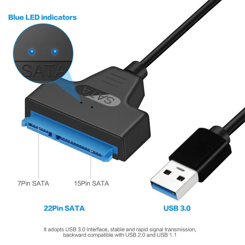 อะแดปเตอร์ USB 3.0 เป็น SATA สายเคเบิล USB 3.0 SATA รองรับ HDD ภายนอก 2.5 นิ้ว ฮาร์ดไดรฟ์ SSD 22 พินสายเคเบิลไดรฟ์ง่าย