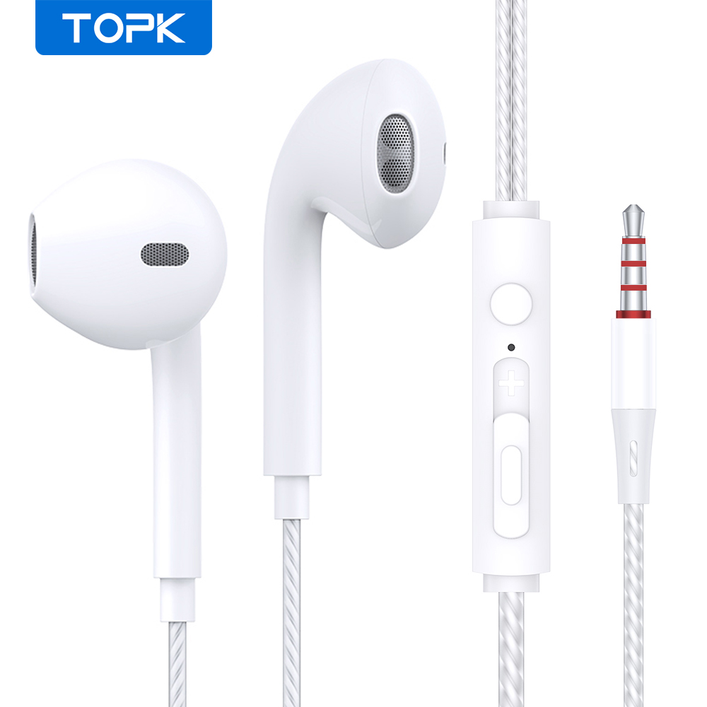 หูฟังชนิดใส ่ ในหู TOPK F20 พร ้ อมไมโครโฟนและหูฟังควบคุมระดับเสียง