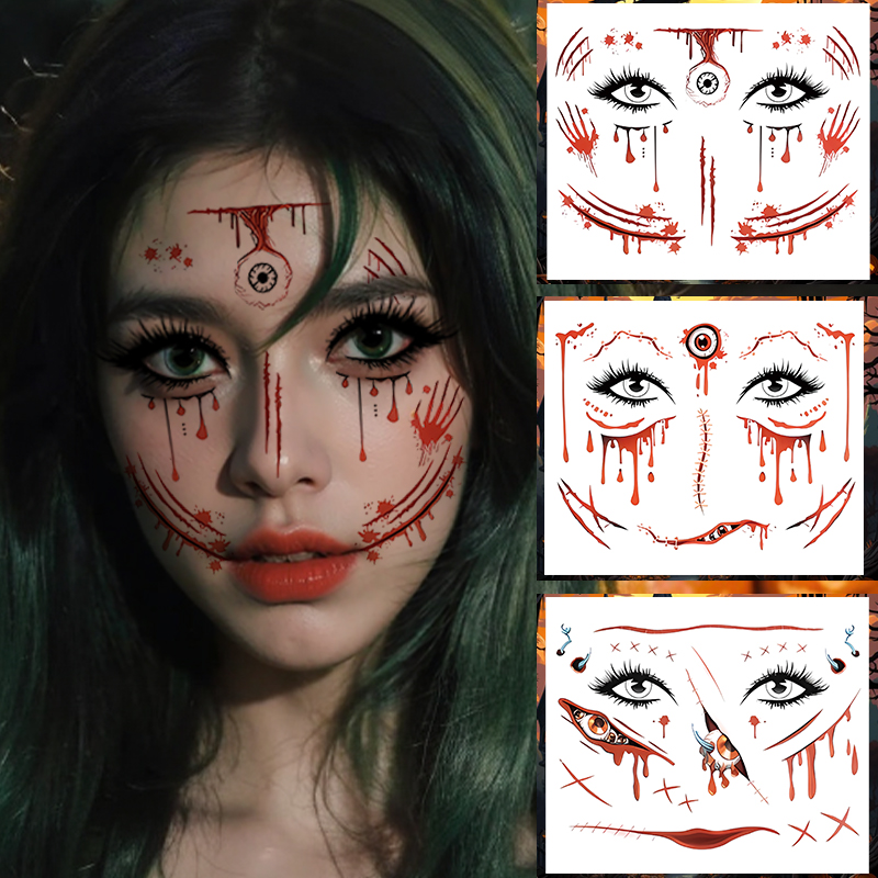 สีใบหน้าแต่งหน้าสักสติกเกอร์หญิงตลกระดับไฮเอนด์บุคลิกภาพล้างทําความสะอาดได้ทิ้งชั่วคราวสติกเกอร์