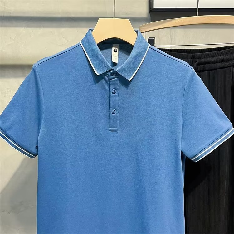 เสื้อยืดแขนสั้นปกเสื้อโปโลแขนสั้นชายหนุ่ม Street Wear เวอร์ชั่นเกาหลี Slim-fit t