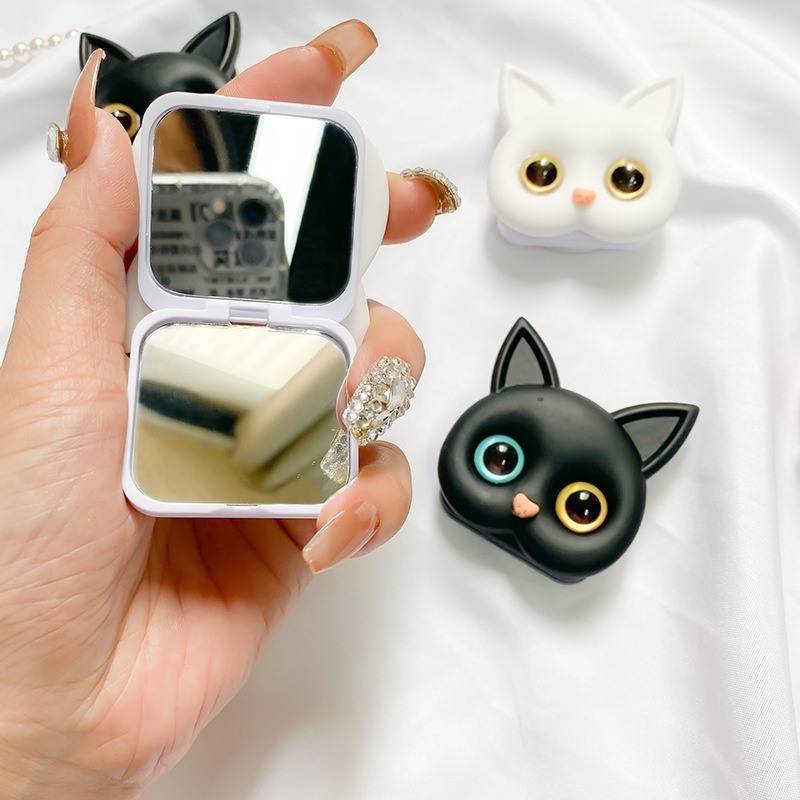 Original ins สไตล์สามมิติ 3D แมวน่ารักโทรศัพท์มือถือถุงลมนิรภัยผู้ถือ Sticky แบบพกพาแต่งหน้ากระจก Selfie แหวน