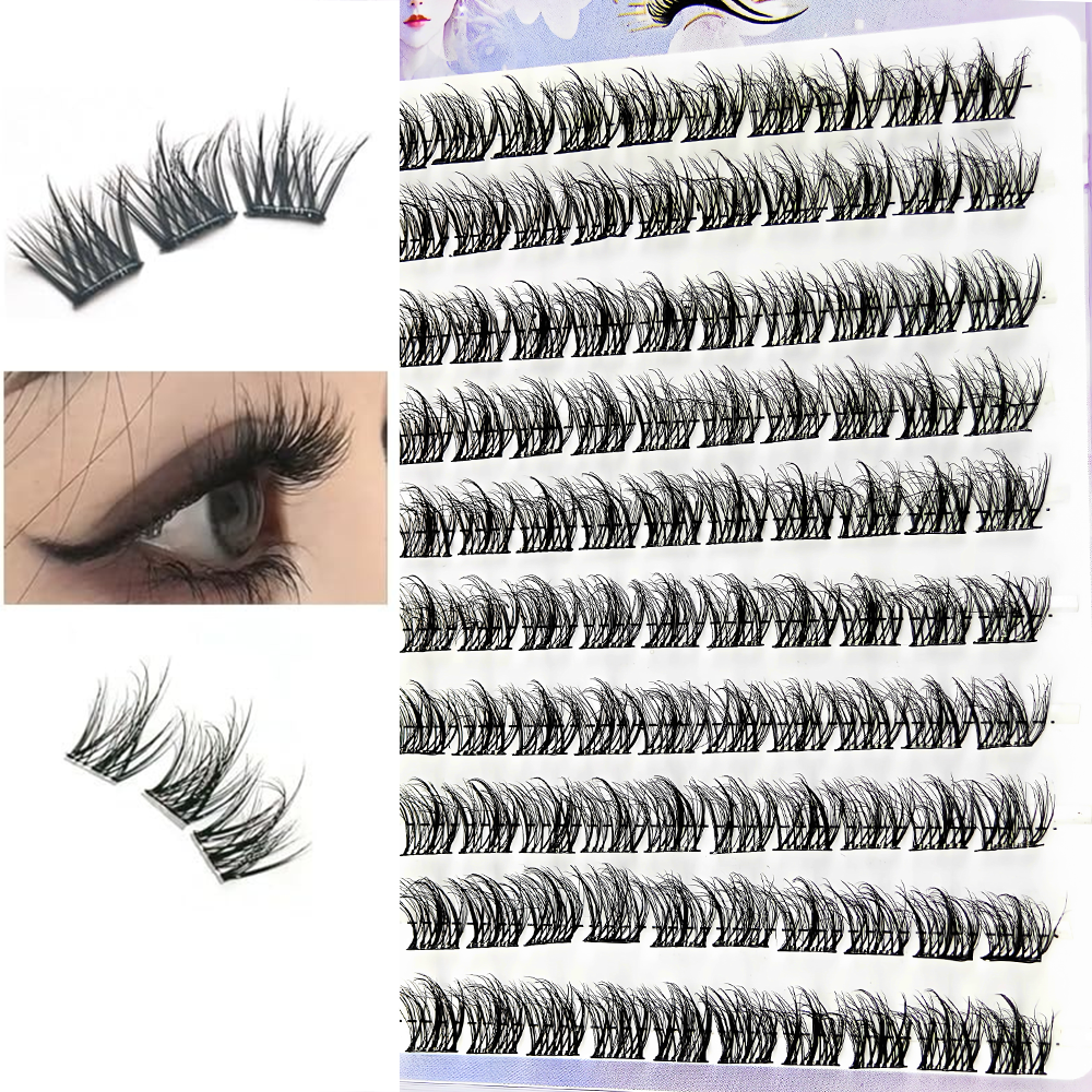 Self-Adhesive Eyelashes 100 Clusters Press-On Natural Messy 5D Eyelash Extensions