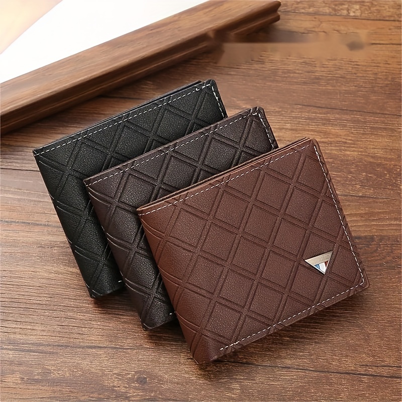 กระเป๋าสตางค์ใบสั้นหนัง PU ลําลองสําหรับบุรุษแฟชั่นลายสก๊อต Multi-Card กระเป๋าสตางค์หนังนุ่ม