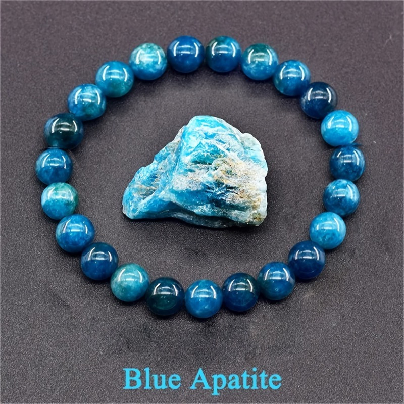 1 PC/Bohemian Elegance สไตล์ Unisex อัญมณีคริสตัล Healing ธรรมชาติสีฟ้า Apatite สร้อยข้อมือลูกปัด