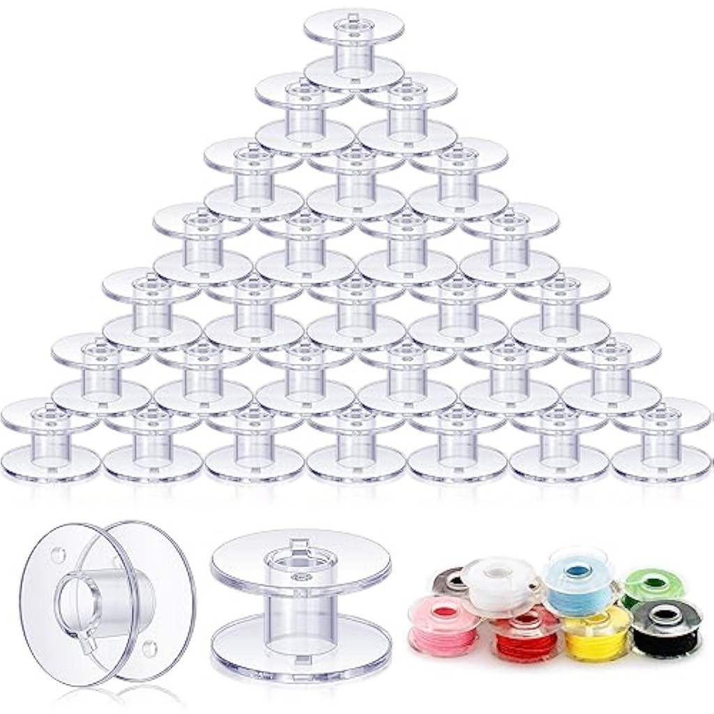 10 ชิ้นจักรเย็บผ้า Bobbins Class 15 พลาสติก Bobbins ใช้งานร่วมกับจักรเย็บผ้าโปร่งใส Bobbins จํานวนมากอุปกรณ์เย็บผ้า